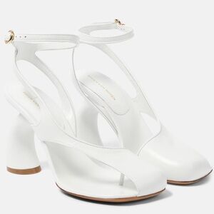 White Leather Heeled Sandals